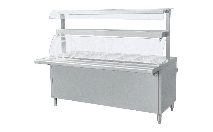 双层玻璃罩五格售饭台